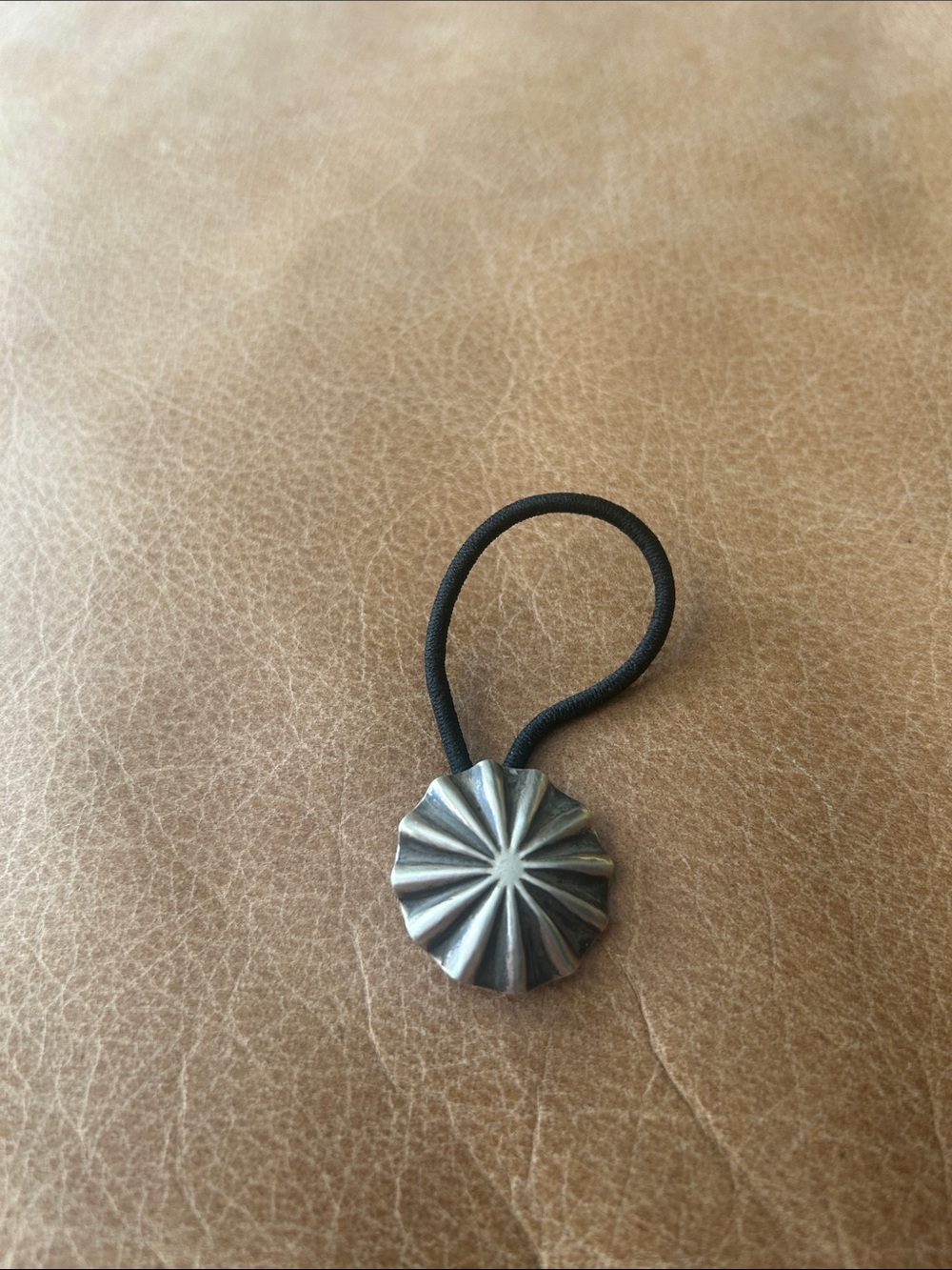 Sterling silver, stamped sterling on back, Concho style Starburst Hair Tie